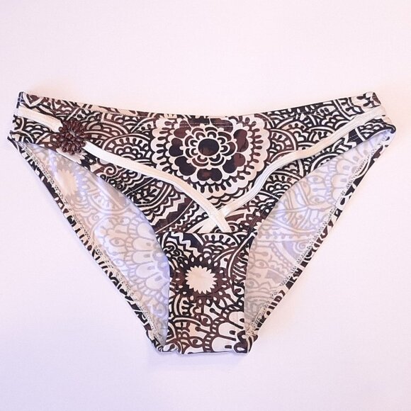 3/$20 NEW Kris Line Strappy Bikini Bottom Wood Accent Boho Tribal Medallion - Picture 4 of 8